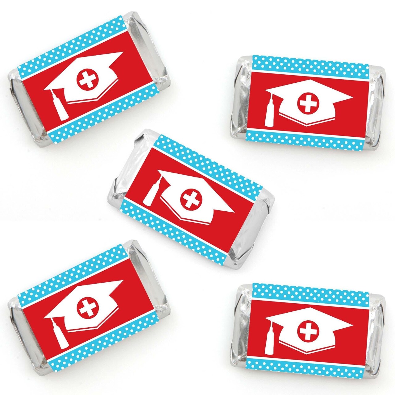 Big Dot of Happiness Nurse Graduation - Mini Candy Bar Wrapper Stickers - Medical Nursing Graduation Party Small Favors - 40 Count